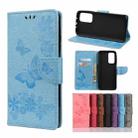 For Xiaomi Mi 10T Pro 5G Butterflies Embossing Horizontal Flip Leather Case with Holder & Card Slots & Wallet(Blue) - 1