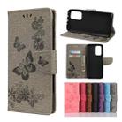 For Xiaomi Mi 10T Pro 5G Butterflies Embossing Horizontal Flip Leather Case with Holder & Card Slots & Wallet(Grey) - 1