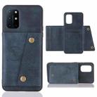For OnePlus 8T Double Buckle PU + TPU Shockproof Magnetic Protective Case with Card Slots & Holder(Blue) - 1