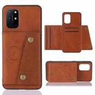 For OnePlus 8T Double Buckle PU + TPU Shockproof Magnetic Protective Case with Card Slots & Holder(Light Brown) - 1