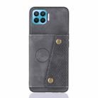 For OPPO F17 Pro Double Buckle PU + TPU Shockproof Magnetic Protective Case with Card Slots & Holder(Grey) - 2