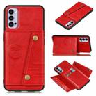 For OPPO Realme 7 Pro Double Buckle PU + TPU Shockproof Magnetic Protective Case with Card Slots & Holder(Red) - 1