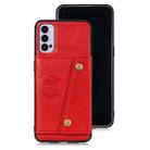 For OPPO Realme 7 Pro Double Buckle PU + TPU Shockproof Magnetic Protective Case with Card Slots & Holder(Red) - 2