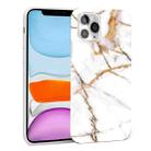 For iPhone 11 Glossy Marble Pattern TPU Protective Case For iPhone 12 mini(Khaki White) - 1