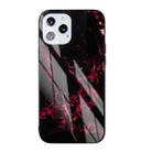 Marble Pattern Glass Protective Case For iPhone 12 mini(Black Red) - 1