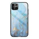 Marble Pattern Glass Protective Case For iPhone 12 Pro Max(Light Blue) - 1