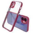 Tire Side Texture Contrast Button Shockproof PC + TPU Phone Protective Case For iPhone 12(Wine Red) - 1