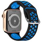 Two-tone Silicone Watch Band For Apple Watch Series 7 41mm / 6 & SE & 5 & 4 40mm / 3 & 2 & 1 38mm(Black Blue) - 1