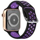 Two-tone Silicone Watch Band For Apple Watch Series 7 41mm / 6 & SE & 5 & 4 40mm / 3 & 2 & 1 38mm(Black Dark Purple) - 1