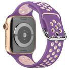 Two-tone Silicone Watch Band For Apple Watch Series 7 41mm / 6 & SE & 5 & 4 40mm / 3 & 2 & 1 38mm(Purple Light Pink) - 1