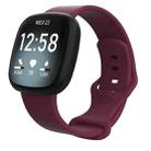 For Fitbit Versa 3 / Sense Silicone Watch Band, Size: S(Purple Red) - 1