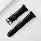 For OPPO Watch 46mm Plain Weave Leather Watch Band(Black) - 1