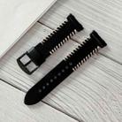 For OPPO Watch 41mm Fish Bone Hand Suture Leather Watch Band(Black) - 1