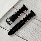 For OPPO Watch 46mm Fish Bone Hand Suture Leather Watch Band(Black) - 1