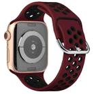 Two-tone Silicone Watch Band For Apple Watch Series 7 45mm / 6 & SE & 5 & 4 44mm / 3 & 2 & 1 42mm(Dark Red Black) - 1