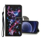 For iPhone 12 mini Colored Drawing Pattern Horizontal Flip Leather Case with Holder & Card Slots & Wallet (Fluorescent Butterfly) - 1