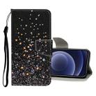 For iPhone 12 mini Colored Drawing Pattern Horizontal Flip Leather Case with Holder & Card Slots & Wallet (Black Five-pointed Star) - 1