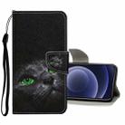 For iPhone 12 mini Colored Drawing Pattern Horizontal Flip Leather Case with Holder & Card Slots & Wallet (Black Cat) - 1