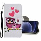 For iPhone 12 mini Colored Drawing Pattern Horizontal Flip Leather Case with Holder & Card Slots & Wallet (Owl Family) - 1