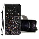 For iPhone 12 / 12 Pro Colored Drawing Pattern Horizontal Flip Leather Case with Holder & Card Slots & Wallet(Black Five-pointed Star) - 1