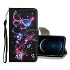 For iPhone 12 Pro Max Colored Drawing Pattern Horizontal Flip Leather Case with Holder & Card Slots & Wallet(Fluorescent Butterfly) - 1