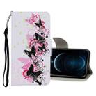 For iPhone 12 Pro Max Colored Drawing Pattern Horizontal Flip Leather Case with Holder & Card Slots & Wallet(Four Butterflies) - 1