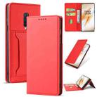 For OnePlus 8 Strong Magnetism Liquid Feel Horizontal Flip Leather Case with Holder & Card Slots & Wallet(Red) - 1