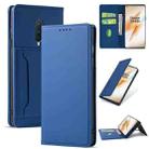 For OnePlus 8 Strong Magnetism Liquid Feel Horizontal Flip Leather Case with Holder & Card Slots & Wallet(Blue) - 1