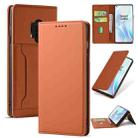 For OnePlus 8 Pro Strong Magnetism Liquid Feel Horizontal Flip Leather Case with Holder & Card Slots & Wallet(Brown) - 1