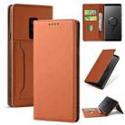 For Samsung Galaxy S9 Strong Magnetism Liquid Feel Horizontal Flip Leather Case with Holder & Card Slots & Wallet(Brown) - 1