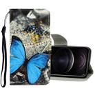 For iPhone 12 / 12 Pro 3D Colored Drawing Horizontal Flip PU Leather Case with Holder & Card Slots & Wallet(A Butterfly) - 1