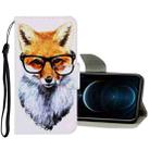 For iPhone 12 Pro Max 3D Colored Drawing Horizontal Flip PU Leather Case with Holder & Card Slots & Wallet(Fox) - 1