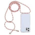 For iPhone 12 / 12 Pro Transparent Acrylic Airbag Shockproof Phone Protective Case with Lanyard(Pink Apricot Coffee) - 1