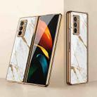 For Samsung Galaxy Z Fold2 GKK Electroplating Painted Glass Case(Gold Line White) - 1