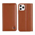 For iPhone 12 / 12 Pro GEBEI PU+TPU Horizontal Flip Protective Case with Holder & Card Slots(Brown) - 1