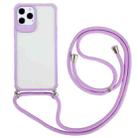 For iPhone 12 Pro Max Macaron Color Phone Case with Lanyard(Purple) - 1
