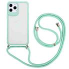 For iPhone 12 Pro Max Macaron Color Phone Case with Lanyard(Green) - 1