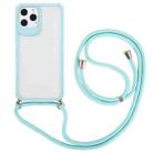 For iPhone 12 / 12 Pro Macaron Color Phone Case with Lanyard(Blue) - 1