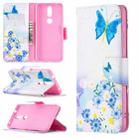 For Nokia 2.4 Colored Drawing Pattern Horizontal Flip Leather Case with Holder & Card Slots & Wallet(Butterflies Love Flower) - 1