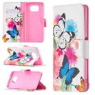 For Xiaomi Mi Poco X3 Colored Drawing Pattern Horizontal Flip Leather Case with Holder & Card Slots & Wallet(Two Butterflies) - 1