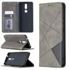 For Nokia 2.4 Rhombus Texture Horizontal Flip Magnetic Leather Case with Holder & Card Slots(Grey) - 1
