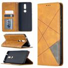 For Nokia 2.4 Rhombus Texture Horizontal Flip Magnetic Leather Case with Holder & Card Slots(Yellow) - 1