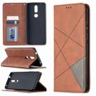 For Nokia 2.4 Rhombus Texture Horizontal Flip Magnetic Leather Case with Holder & Card Slots(Brown) - 1