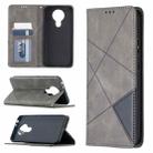 For Nokia 3.4 Rhombus Texture Horizontal Flip Magnetic Leather Case with Holder & Card Slots(Grey) - 1