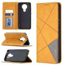 For Nokia 3.4 Rhombus Texture Horizontal Flip Magnetic Leather Case with Holder & Card Slots(Yellow) - 1