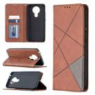 For Nokia 3.4 Rhombus Texture Horizontal Flip Magnetic Leather Case with Holder & Card Slots(Brown) - 1