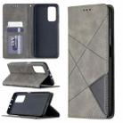 For Xiaomi Mi 10T / 10 Pro 5G Rhombus Texture Horizontal Flip Magnetic Leather Case with Holder & Card Slots(Grey) - 1