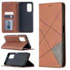For Xiaomi Mi 10T / 10 Pro 5G Rhombus Texture Horizontal Flip Magnetic Leather Case with Holder & Card Slots(Brown) - 1