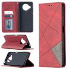 For Xiaomi Mi 10T Lite 5G Rhombus Texture Horizontal Flip Magnetic Leather Case with Holder & Card Slots(Red) - 1