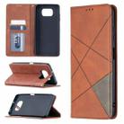 For Xiaomi Mi Poco X3 Rhombus Texture Horizontal Flip Magnetic Leather Case with Holder & Card Slots(Brown) - 1